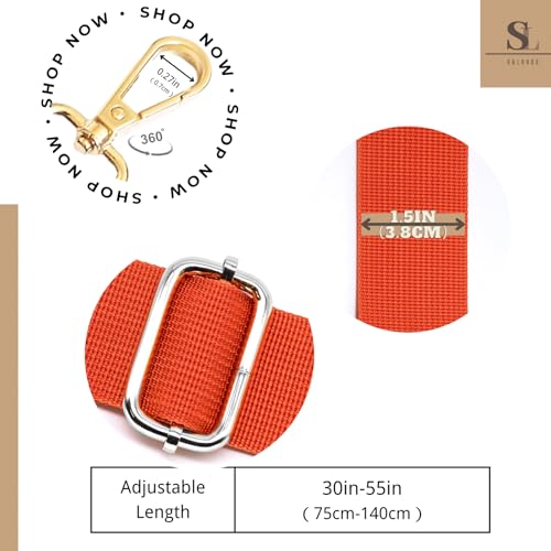 Image of S&loyoe Silver bucklePurse Straps Replacement Crossbody Bag Strap Adjustable Wide Guitar Straps for Handbags 1.5inch (A pure orange silver)