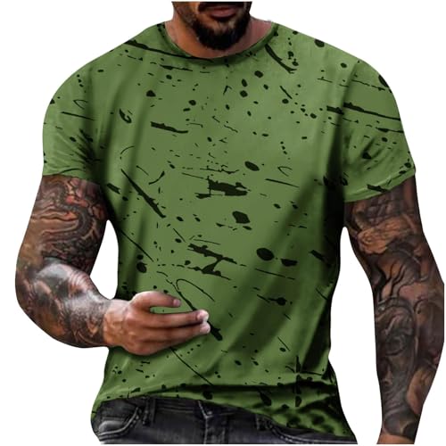 Camiseta de manga corta para hombre, para uso diario, casual, holgada, estampada, de manga corta, para interiores y exteriores, deportes, vida diaria, verde, S