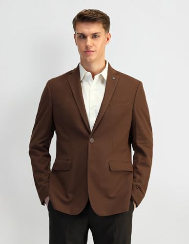 Image of Arrow Knitted Textured Pattern Mens Blazer with Three Pockets and Double-Vented Back Hem Single Breasted Blazer