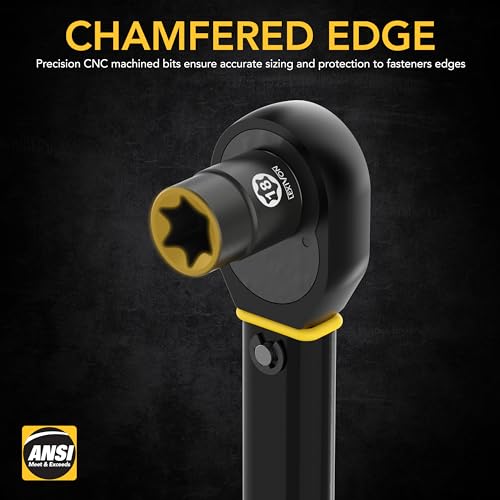 LEXIVON E-TORX Socket Set, Chrome Vanadium Alloy Steel | 13-Piece Female Star Socket E4 - E20 Set | Enhanced Storage Case (LX-147)