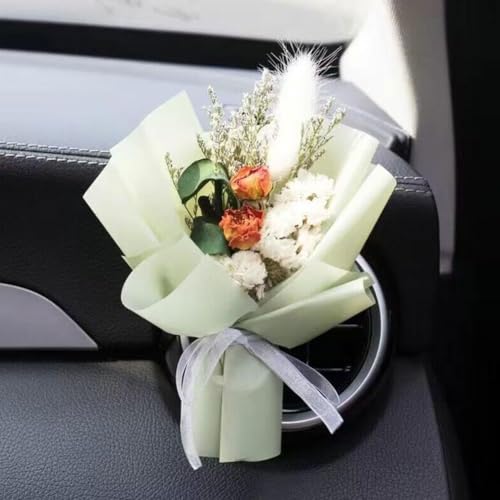 Image of Small Bouquet Car Air Freshener Vent Clips, Mini Dried Flower Bouquet,Cute Vehicle Interior Decorations Universal for Truck SUV Dashboard,Interior Accessories (J, 1set)