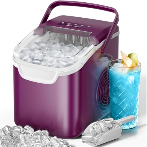 Image of Kismile Ice Makers Countertop with Handle,8 Cubes in 6 Mins,Portable Ice Maker Machine with Self-Cleaning for Home(Purple)
