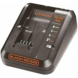 Bateria 20V Black And Decker BLACK+DECKER Cargador 1A para baterías de litio de 14,4V y 18V, Compatible con todas las herramientas BLACK+DECKER, Sin Efecto Memoria, Baja Autodescarga, Práctica, Compacta y Versátil