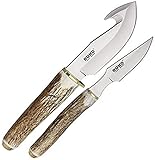 Ruko MUELA RUK0062 Stag Handle Gut Hook and Caper Skinning Knife Set with Leather Sheath