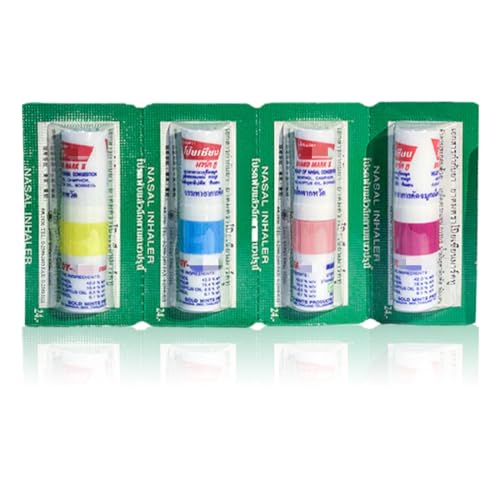 QOCUILC 4 stuks geurstift, traditionele Thaise inhaleerstift met etherische oliën, 100% natuurlijk, aroma-stick tegen loopneus en hoofdpijn