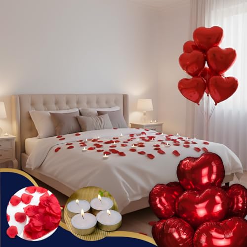 Kit Surpresa Namorados Aljatec 200 Pétalas 6 Velas 3 Balão Coração Romântica Decoração Romantica Namorada
