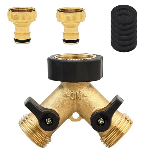 Robinet Double Machine a Laver, Collecteur D'eau à 2 Voies 3/4 Pouce,Robinets Collecteur à 2 Voies, Collecteur D'eau en Y,avec Adaptateur de Robinet Rondelle...