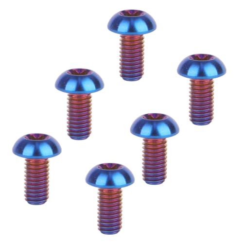 Image of 6PCS Titanium Bike Screw M5x10mm Bicycle Disc Brakes Rotor Bolts Torx T25 Head (Burnt Blue)