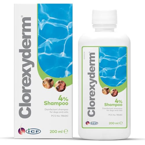 ICF | Clorexyderm 4% Dog Shampoo for Itchy Skin Relief | Anti Itch + Antifungal + Antibacterial Shampoo for Pets with Sensitive Skin 200ml