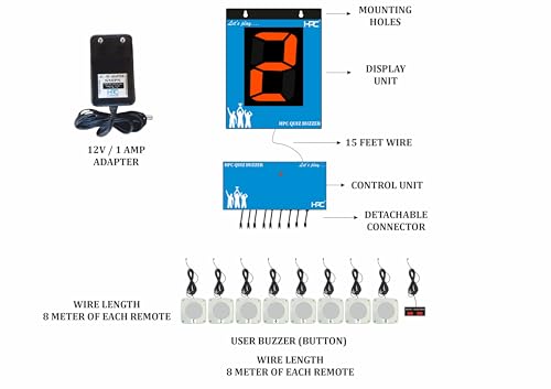 Image of HPC 8 Player Quiz Game Buzzer System with 4 Inch Jumbo Display. Model - HPC203