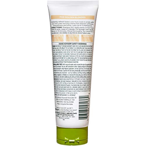Image of Garnier Nutrisse 5 Minute Nourishing Color Hair Mask with Triple Oils Delivers Day 1 Color Results, for Color Treated Hair, Golden Blonde, 4.2 Fl Oz