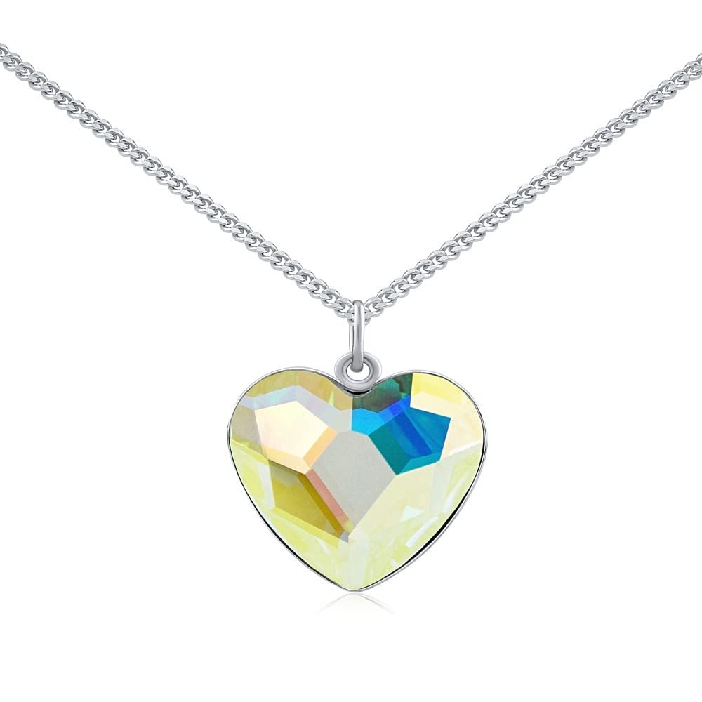 SILVEGO VSW060N - Collar para Mujer de Plata 925 con Swarovski Corazón Aurora Boreale