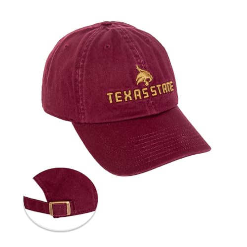 Desert Cactus Texas State University Baseball Hat TXState Bobcats Brimmed Embroidered Hats Cap Adjustable Cloth Strap Adult (Style E) Maroon