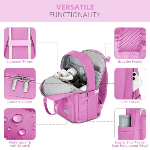 Image of LARVENDER Carry On Luggage 22x14x9 Airline Approved, Suitcases with Wheels | Luggage Sets 3 Piece, Hardside PP Carry On Suitcase for Women Men, TSA Lock, Neon Pink