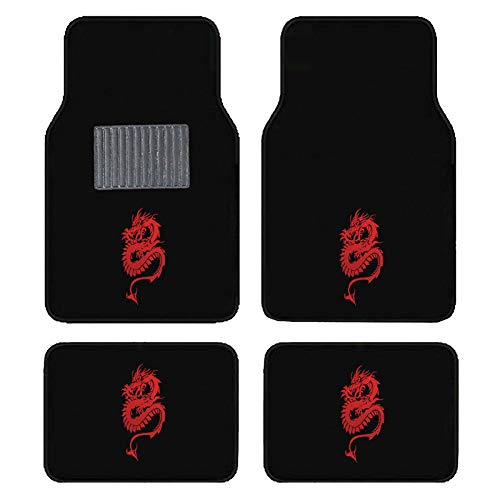 Dragon Red Carpet Floor Mat with Dragon on Front and Rear Mat