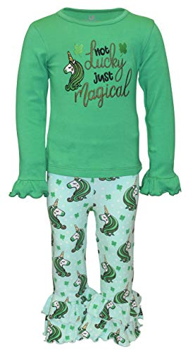 Image of Unique Baby 2 Piece Girls Double Ruffle Leggings and Long Sleeve Shirt Clothes Set Kid and Toddler Girl Outfit
