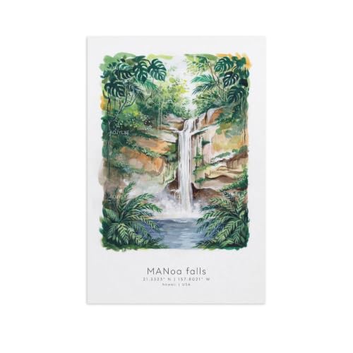 Impression peinture paysage Manoa Falls grand format 60 x 90 cm aux finitions soignées