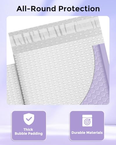 Image of Metronic Bubble Mailers 6x10 Inch 100 Pack Lilac Purple Padded Envelopes | Usable Size 6x9 inch Waterproof Bubble Envelopes Bulk for Small Business Self-Seal Padded Mailers for Jewelry #0