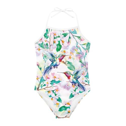 Image of Cute Backless One Piece Swimsuits for Girls Adjustable Halter Strap Bathing Suit Beach Swimwear for Girls