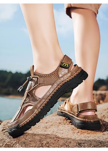 Mens Leather Sandals Outdoor Hiking Sandals Waterproof Athletic Sports Fisherman4