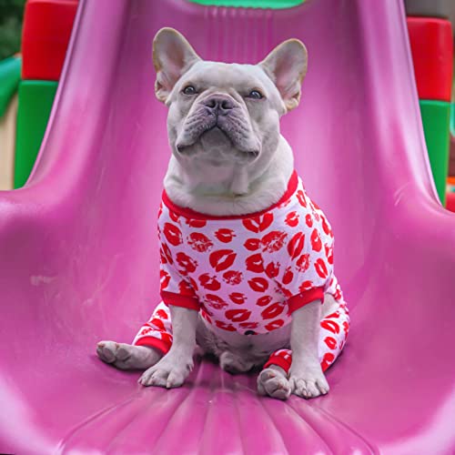 Image of CuteBone Dog Pajamas Valentines Costumes Fleece Pet Clothes Puppy Onesie Winter Holiday Cute Cat Jammies Keep Your Pet Warm in The Cold Weather P116XS