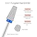ASWEINA 2pcs 5 in 1 Nail Drill Bits, 3/32'' Tungsten Carbide Safety Bits,Two Way Use for Both Left and Right Handed, Fast Remove Cuticle Acrylic Gel Polishing Manicure Pedicure Tools (Sliver)
