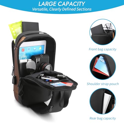 Men's and women's casual waist bags, waterproof sling bags, crossbody bags (Black)2