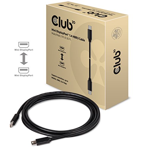 Câble Mini Displayport 1.4 Hbr3 2M Club3D noir pour écran haute résolution