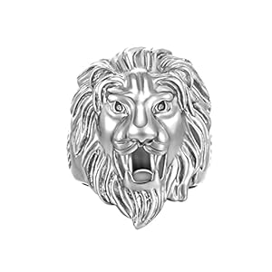 LINYIN 2 stks Rvs Leeuw Hoofd Ring 18 k Vergulde Diamant Mannen Ring In Europa En Amerika Creatieve Legering Party Ring