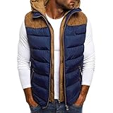 Sudadera con Capucha para Hombre Otoño Invierno Cremallera Calor Chalecos Sin Mangas De Plumas Chaquetas Algodón Talla Grande Abrigo con Capucha Grueso y Cálido riou