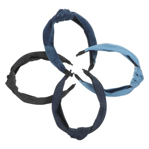 EXQUIMEUBLE 4個 デニム素材結び目ヘッドバンド点 レディースファッションアクセサリー 軽量コンパクトで長快適 日常から特別な場面まで対応