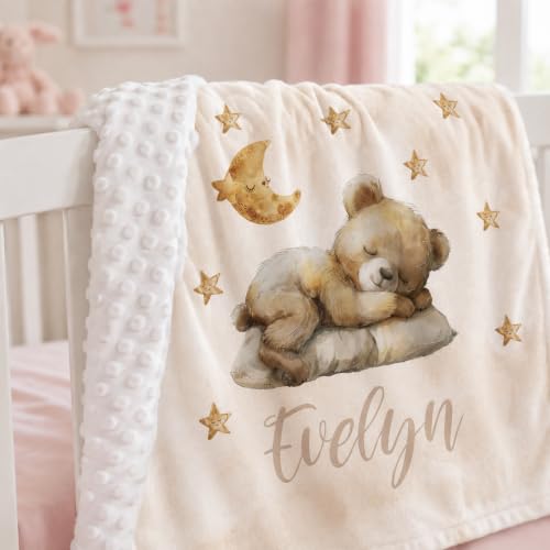 Image of Personalized Baby Blanket for Girls, Custom Nursery Blanket with Name, 30 x 40 Inch Soft Minky Blanket for Baby Toddlers, Newborn Print 01