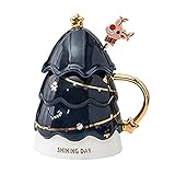 LOVIVER Neuheit Kaffeebecher Morgentasse Glaswaren Porzellan Trinkbecher 420 ml Wasserbecher für Tee, Saft, kalte Getränke, Kaffee, Blau