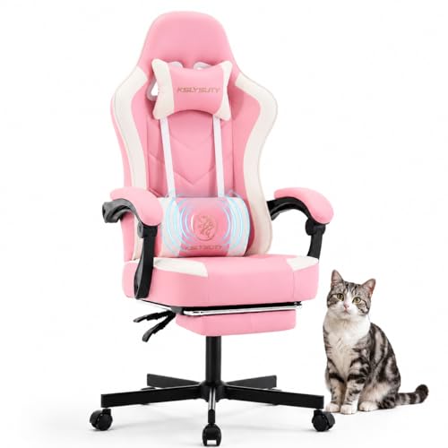 Mistpeople Gaming Chair Ergonomic High Back Computer Chair with Footrest Lumbar Support & Pocket Spring Cushion Comfortable Swivel Home Office Desk Chair for Adults