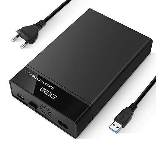 LOETAD Caja Disco Duro 3,5/2,5 Carcasa Disco Duro Externo USB 3,0 con UASP para HDD SSD SATA I/II/III Capacidad Máximo 10TB Compatible con Windows 10/8.1/7?Linux?Mac OS 8.0 y etc.