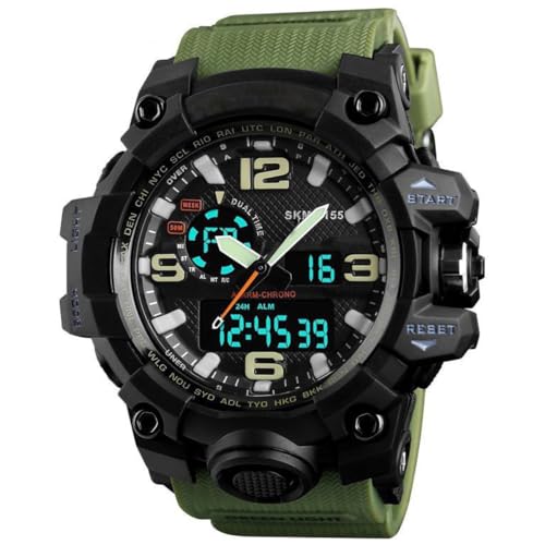 Green Army Multi-Function Analog Digital Sports Silicone Watch For Men