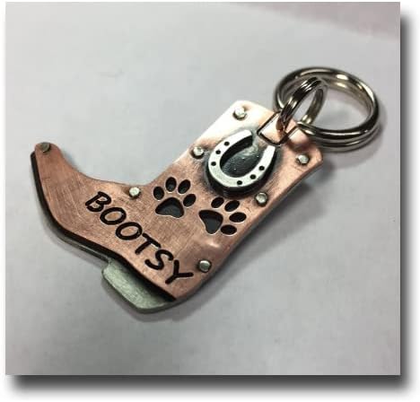 Boot Horseshoe Pet Dog ID Tag-Custom Lucky Dog Tag-Western Collar Tag-Cowboy Cowgirl Dog Id Tag (1 3/8")