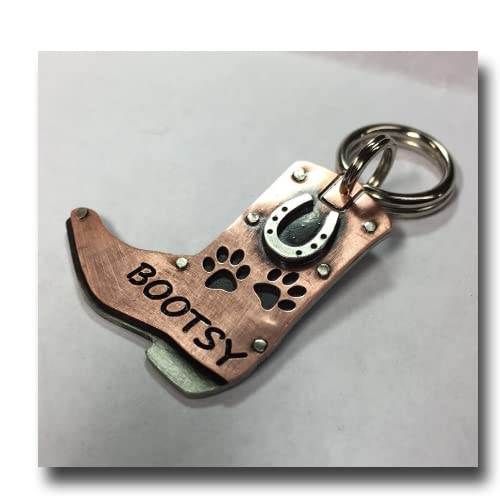 Boot Horseshoe Pet Dog ID Tag-Custom Lucky Dog Tag-Western Collar Tag-Cowboy Cowgirl Dog Id Tag (1 5/8