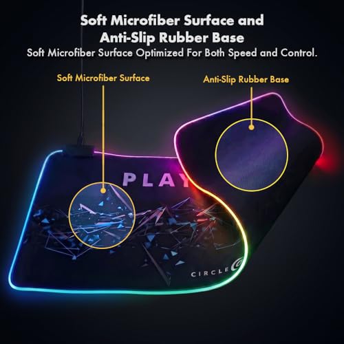 Image of Circle Rapid X1 RGB Gaming Mousepad - Large 80x30cm Extended Mousepad | 7 LED Modes, Non-Slip Rubber Base, Waterproof, 4mm Thick
