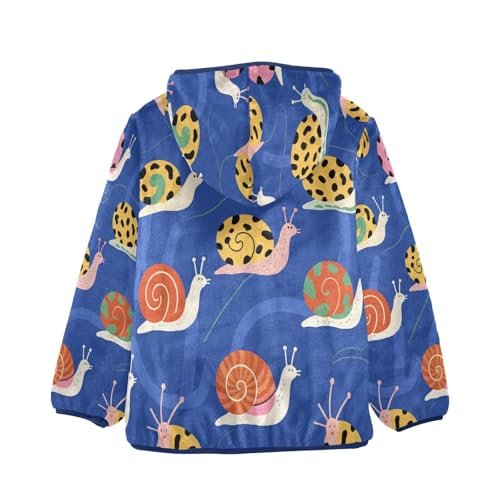 Snail Pattern on Blue Background Toddler Fleece Jacket Girl Boys Hooded Fleece Jacket Coat Warm Outwear Zip-up 3-10T2