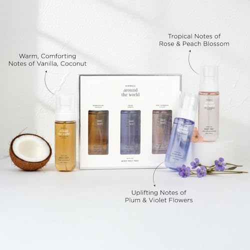 Image of Kimirica Around the World Perfume Gift Set (3 x Body Mist) Long Lasting Fragrance for Men & Women, Travel Size Perfume Combo Gift Pack