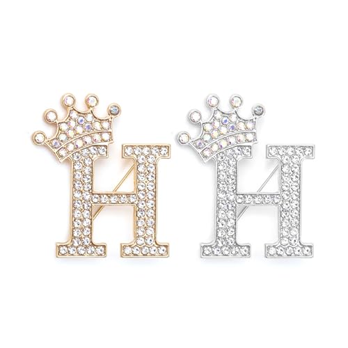 Image of Letter Rhinestone Brooches for Women Gold Silver Initial Crown Lapel Bag Clothing Dress Custom Jewelry Gifts