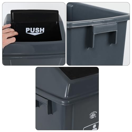Caneca de basura gris de plástico 6 galones, pack de 4 miniatura 3