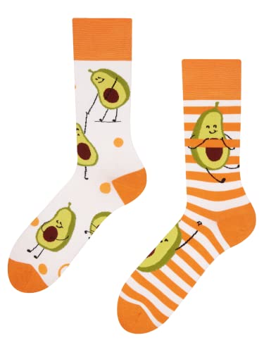 Dedoles Socken Unisex Damen Herren & Kinder Baumwolle viele lustige Designs 1 Paar Geschenk links rechts verschieden Farbe Orange Motiv Lustige Avocado Gr. 39-42