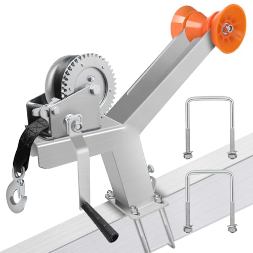 XIANGZI Adjustable Boat Trailer Winch Post with 1200LB Boat Winch Winch Stand with Boat Roller for 3 W x 4 H Trailer Tongue Winch Mount for Speedboats Fishing Boats & Motorboats