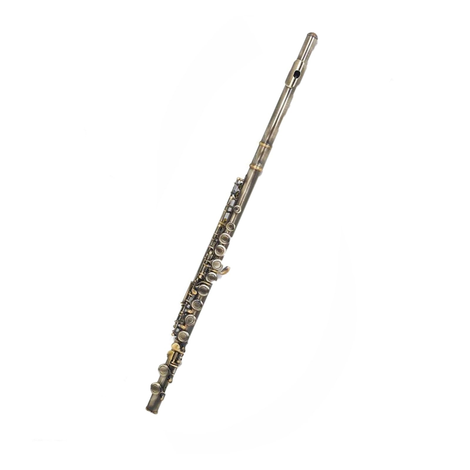 flet prosty Flet 16 zamknięty otwór C klucz flet imitacja brązu profesjonalny flet poprzeczny instrument dęty drewniany (Color : Bronze Antique)