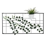 MyGift 3.9 ft Wall Mounted Garden Trellis, Metal Vintage Art Deco Lattice Hanging Support Frame for Climbing Plants and Crawling Vines, Horizontal Wall Hanging Planter Support