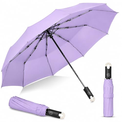Image of UV Reversible Umbrella with Novelty Carabiner Handle, Travel-Friendly Umbrellas for Sun & Rain Protection, Windproof Compact, Automatic Open /Close,Plant Cutter for Home Garden Men and Women