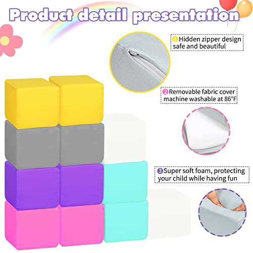 Modereve Foam Blocks For Toddlers, Soft Building Blocks For Toddlers Colorful Stacking Blocks For Kids - 12 Pieces #TOP3