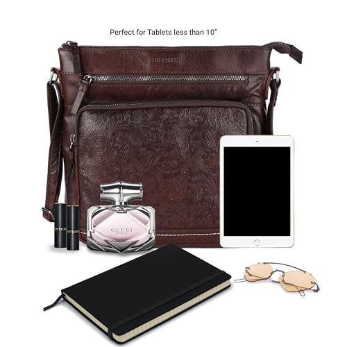 Image of LEDERBUCK Olga Women's Extra-Large Genuine Leather Crossbody Purse - Soft Triple-Zip Shoulder Bag